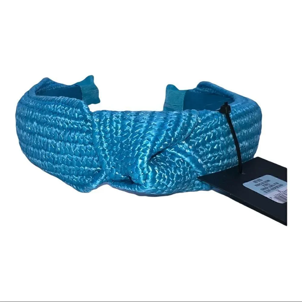 INC International Concepts Blue Colored Raffia Knotted Headband New
